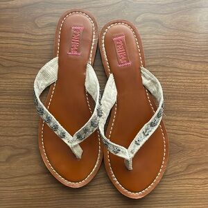 Mad Love Thong Sandals with Beaded Embellishments